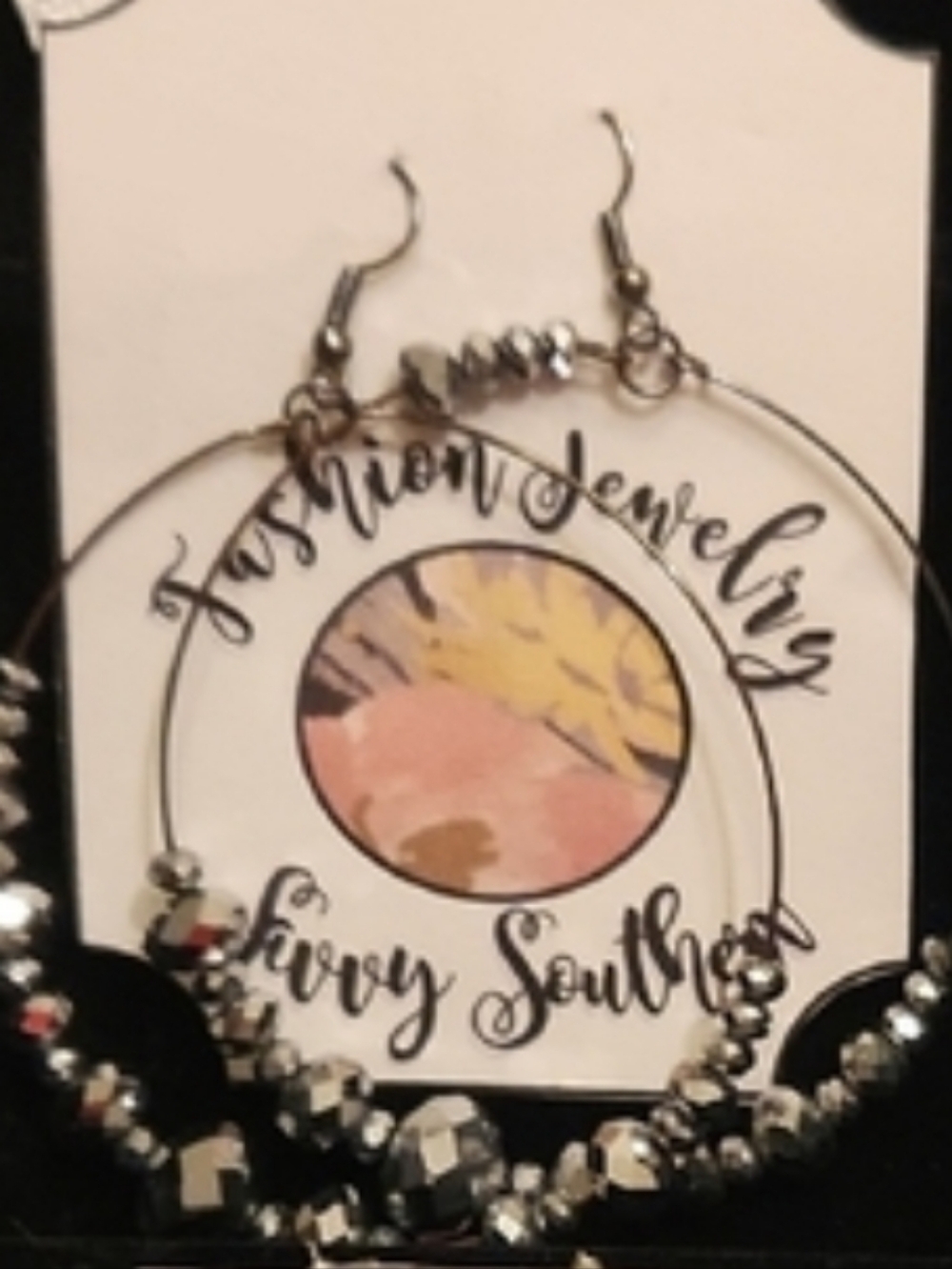 Silver Beaded Hoops - Womens Jewelry